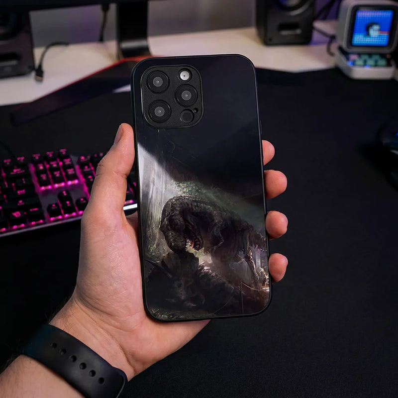 Glass Phone Case T-Rex Echoes Through Time