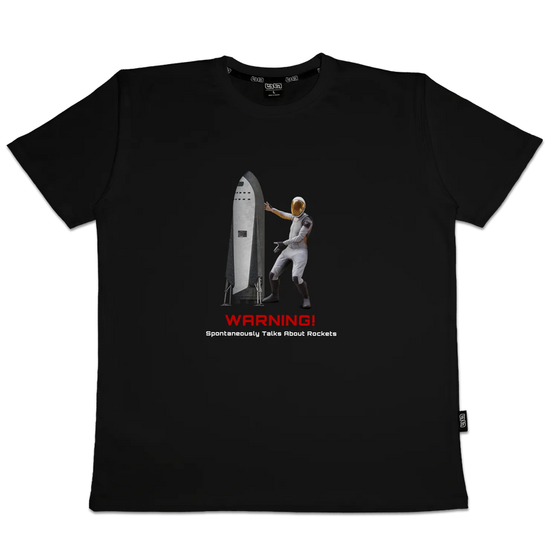 T-shirt Warning - Spontaneously Talks About Rockets
