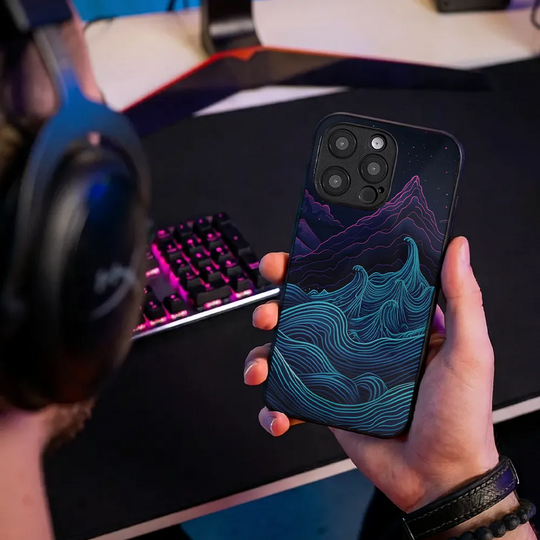 Etui szklane Retrowave Mountains