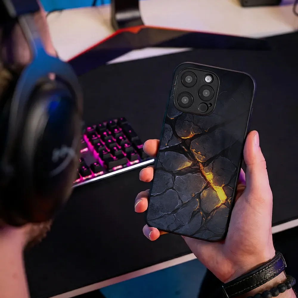 Glass Phone Case Fiery Rift